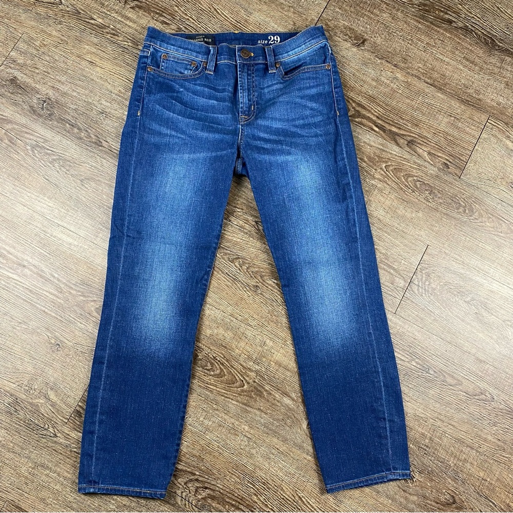 J. Crew Jeans Women 29 Dark Wash Cropped Reid Straight Leg Faded Denim 29x25